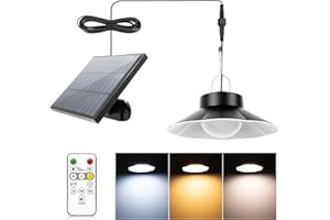 AGOTD Zewnętrzna lampa słoneczna, lampa wisząca solarna z pilotem zdalnego sterowania, 3 kolory, kabel 5 m, 6 jasność, IP65 wodoodporny, oświetlenie ogrodowe balkon podjazd