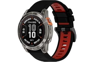 SeNool 26mm QuickFit Correa para Garmin Enduro 3/Fenix 8 51mm/Epix 2 Pro 51mm, Pulsera Silicona Correa para Garmin Fenix 7X Pro Solar/Fenix 7X/Fenix 6X GPS/Fenix 6X Sapphire GPS - Negro Rojo