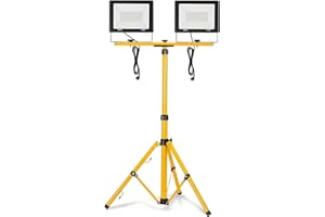 ‎FROADP Froadp 2 Stück LED Strahler, 100W Baustrahler LED mit Stativ, Aluminiumgehäuse Arbeitsleuchte mit 3m Netzkabel und EU-Stecker, IP66 Wasserdichte LED Arbeitsscheinwerfer für Innen & Außen(Kaltweiß)