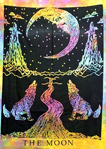 Textile Export Hippie Mandala Bohemian Trippy Bedspread Celestial Tapestry Tapestries Wall Hanging Beach Throw Table Cloth (Multi, Standard)