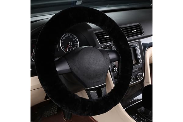 LONTG Housse de Volant Voiture Universel Couvre Volant en Peluche Souple Anti-dérapant Cache de Volant Elastique Confortable Couverture Protecteur de Véhicule Chaud Convenable pour Automne Hiver
