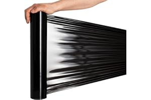 RAGO® Film etirable demenagement noir 130m 7,5 × 7,5 × 40 cm Film etirable Film palette Film noir emballage I Rouleau emballage colis I Plastique Protection pour Colis et Meubles 150 m