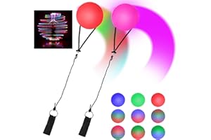 Focenat 2 Stück Jonglierbälle Leuchtend,Leuchtball,LED Poi Bälle,Leuchtendes Spielzeug,Leuchtbälle für Kinder,Leucht Ball mit Regenbogen Farben und Strobe-Effek,für Fitness,Tanz,Kinderspielzeug