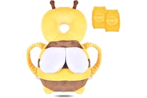 AUIRSHIKY Atmungsaktive Baby Head Schutzpolster, Baby Kopfschutz, mit Knieschonern, Ideal für Kinder, Baby Kopfschutz Kissen und Baby Knieschützer, die krabbeln und laufen lernen, bienenförmig (Yellow)