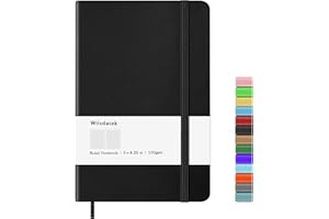 Wiisdatek A5 Notebook with Lined Pages, Hardback Journal Notepad Note Book New Notes Diary Pad for Office School Business Writing 5"×8.25"(Black)