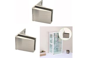 KAFENDA 1 par de bisagra de puerta de vidrio cepillado vitrina sin marco instalación lateral de bisagra de puerta de vidrio incrustada adecuada para 3-5 mm