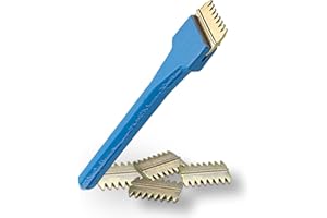 1.5" Scutch Chisel and Combs Set - Footprint. Superior Strength Drop Forged Handle. 5 Double-Ended Combs Included. Essential Builders Hand Tools for a bricky/Bricklayer or Stone Mason