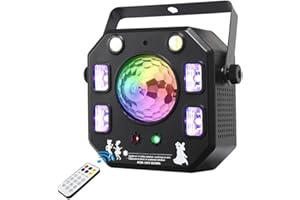 Party DJ Light, WorldLite Led Stage Lights 4 in 1 with Magic Kaleidoscope Ball, Led Patterns Strobe and Purple UV Light, Great for Stage & DJ Lighting, Disco Club Party Wedding Lights