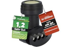 ZEHNDER Quad LNB, LTE Shielding, Sun Protect UV Protection, Digital 4x 4K LNB for 4 Subscribers, for TV Satellite Receiver, HD LNC for Satellite Dish Satellite Bowl