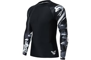 HUGE SPORTS Wildling Series Rash Vest Sun Protection Quick Dry Compression Rash Guard Long Sleeve MMA BJJ