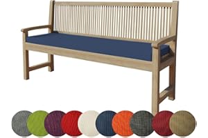 chilly pilley Coussin De Banc Housse Amovible Lavable Zip avec Passants Coussin pour Banc De Jardin Terrasse (150 x 40 x 5 cm, Bleu Foncé)