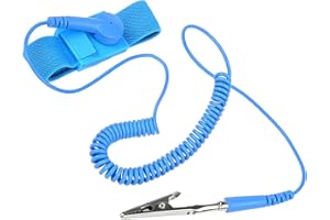 HDXH 1 PCS Anti Static Metal Adjustable Wrist Strap Coated,with Grounding Wire and Alligator Clips,Anti Static Wrist Straps,Band ESD Discharge for Static Electricity (Wired)