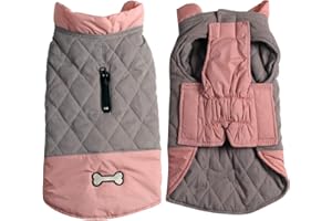 JoyDaog Abrigos reversibles para perros medianos, impermeables, cálidos, para invierno, color rosa y gris, talla L