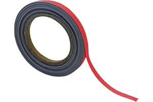 Beaverswood MSR1/R Magnetic Steel Easy-Wipe Tape, Thin & Flexible, Cut to Fit Strip, High Visible Identification. Suitable For All Non-Magnetic Surfaces (Red 10mm x 10m)