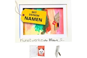Luminoza Bilderrahmen fuer Kinderzeichnungen A4 (1, Weiß - Mit Namen)
