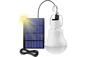 EINEMGELD Lot de 2 lampes solaires à LED - Avec panneau solaire - 9 W - Portable - Pour l'extérieur et l'intérieur - Pour camping, tente, randonnée, pêche, abri de jardin