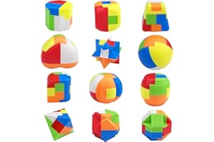 Chiluxendo 12 Pièces Jeux Casse Tete, 3D IQ Puzzle Mini Casse-tête, Jeu de Logique Puzzles, Jeu de Réflexion Patience Jigsaw Lock Cube, Intelligence Géométrie Logique Défi Jouet, pour Enfants et Adult