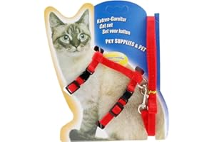 KZTHA 1 Stück Katzengeschirr mit Leine Ausbruchsicher Verstellbare Katzenleine mit Geschirr für Katzen Nylon Katzen Leine Katzengeschirr Kitten für Kleine Katzen Kaninchen und Hunde