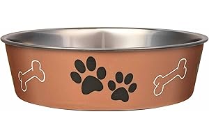 Loving Pets Miska dla psa ze stali nierdzewnej Bella antypoślizgowa do zmywarki i odporna na bakterie metaliczna naczynie dla zwierząt domowych - miedź - duża (1,5 l)