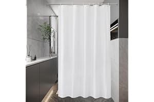 EurCross Duschvorhang 120 x 200 für Badezimmer, Weiß Schmal Kleine Antischimmel Wasserdicht Waschbar Textil Stoff Bad Vorhang mit 8 Ringen