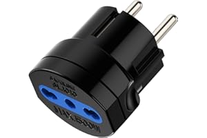 WELLY ENJOY IT Welly EnjoyIT - WY13023 - Adaptador negro, 1 enchufe español 10 / 16A, enchufe Schuko 16A, compacto