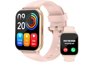 RUIMEN Montre Connectée Femme Appel Bluetooth Lecteur de Musique Montre Sport Smartwatch pour Android iOS Podometre Cardiofrequencemetre Oxymetre Montre Telephone Etanche IP68 Cycle Menstruel Rose