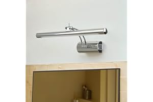 ‎LICHT-ERLEBNISSE Licht-Erlebnisse LED Spiegelleuchte Chrom IP44 mit Schalter schwenkbar 4000 K B: 40 cm Metall Wandlampe Spiegel Bad Badezimmerleuchte Wand