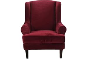 SHANNA Fundas Sillon Relax, 2 Piezas Funda De Sillón Orejero Fundas Sofa Elasticas Cubre Sofa Funda Sillon Orejero 1 Plaza Material de Piel Sintética de Zorro Plateado - Vino Rojo