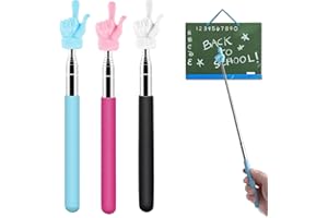 MsTeco 3 Stück Zeigestab Ausziehbar, Teleskop Lehrer Zeiger Zeigestock Ausziehbar Einziehbarer Zeigestock für Lehrerunterricht Persönliche Interaktion (Schwarz Rosa Blau)