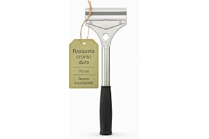 CubetasGastronorm ® Rasqueta Cromo Duro 10 Cm Acero Inoxidable Mango Antideslizante Doble Cuchilla Apta Lavavajillas Limpieza Planchas Fry Top HORECA Industrial Ref 93GS09001 Herramienta Sat