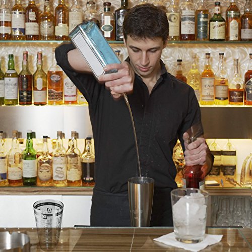 Homdox 400 ml Edelstahl und Glas Cocktail Shaker, Martini/Boston/Helfen/Whisky/Barkeeper Shaker, Messbecher Drink mischen - 3