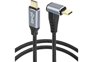 GELRHONR Prostokątny kabel USB C, 90 stopni, USB 3.1 Gen2, wtyczka USB typu C na wtyczkę 10 Gbps, transfer danych PD 100 W, kabel do ładowania, UP Down Typ-C do pary, tabletu, telefonu (1 m / 3,2