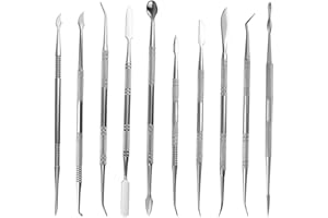 TOVOT 10 Pièces Outils de sculpture en cire en acier inoxydable Outils de sculpture double face Outils de modelage de l'argile