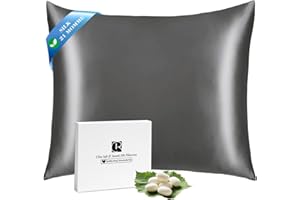 ‎RAVMIX SeidenKissenbezug 80x80, Ravmix Kissenbezüge aus Seide für Haar und Haut, mit verstecktem Reißverschluss, beide Seiten Seide, Maulbeerseide Kopfkissenbezug 80x80, 1 Stück, Anthrazit