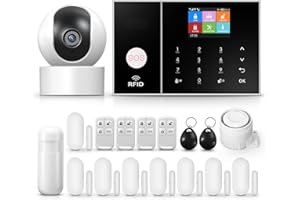 LWOHSI Système de sécurité Domestique, système d'alarme sans Fil pour caméra de Surveillance 1080p avec sirène d'alarme 120 DB Compatible avec Alexa Google