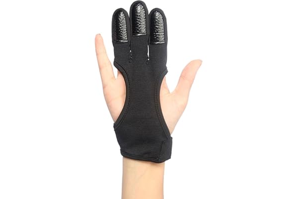 Gants de Tir à l'Arc à 3 Doigts, Gant de Tir 3 Protège-Doigts, Gants de Protection de Tir à l'Arc, Tir à la Main Protection de Chasse, Archery Glove Réglable Antidérapant pour Main Gauche et Droite