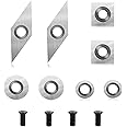 Carbide Insert Cutters Set for Woodworking Tools, Turning Chisel, 8 Pieces CNC Carbide Insert Cutter for Wood Lathe Tool with M4 Screws, Carbide Inserts (Square, Round, Diamond)