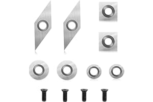 AYYDS Hartmetall Wendeschneidplatten Set für Drehmeißel, 8 Stück CNC Hartmetall Einsatzschneider für Holz Drechselwerkzeug mit M4 Schrauben, Hartmetalleinsätze (Vierkant, Rund, Diamant)