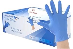 FIRMSAFET 200 Disposable Gloves Large Blue Nitrile Examination Gloves Medical, Food, Care, Mechanical, Industrial, Hair & Beauty, Janitorial, Multipurpose-Powder Free (200 Gloves, Large)