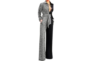 ORANDESIGNE Femmes Combinaison Manches Longues/Courtes Col en V Impression Barboteuse Jumpsuit été Chic Élégant Pantalon Loose Casual Romper