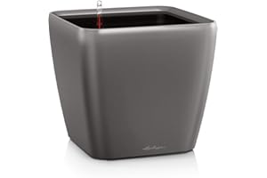 Lechuza – Pot de Fleurs d'Interieur – Premium Quadro Ls – Réserve d'Eau Intégrée – Coloris Anthracite – 35 x 35 x 33 cm