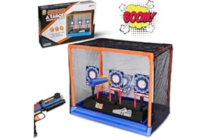 AGRIFILM Electronic Shooting Target Scoring Auto Reset Digital Targets for Nerf Guns Toys with a Support Cage & Net, Christmas Birthday Gifts Toy for Kids-Boys & Girls