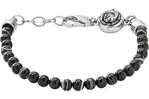 Diesel męska półszlachetna bransoletka z koralików z zapięciem na karabińczyk