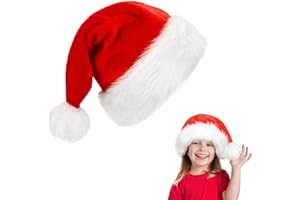 ZSYIULIA Santa Claus Hat, 28 * 38cm Classic Xmas Cap Velvet Plush, Unisex Father Christmas Costume, Kids & Adults, New Year Party