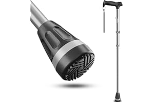 HEALTHBAZAAR Alle Gelände Gehstock für Männer und Frauen, Leicht, Faltbar, Verstellbar, Stoßdämpfung, Zusammenklappbarer Gehstock für Senioren und Erwachsene