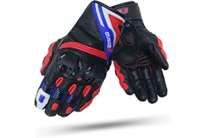 DEGEND R-3000 | Guantes Moto Racing Hombre para Verano de Alta Resistencia - Guante Moto Piel con Protecciones en Nudillos Resistente a los Impactos - Táctil para Smartphone - Accesorios Moto
