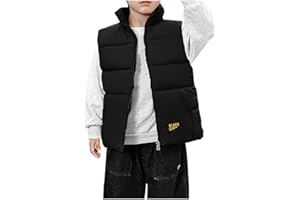 AMhomely Puffer Gilet Kids-Winter Outdoor Sleeveless Stand Collar Zipper Quilted Jacket with Pockets,Boys and Gilrs,Windproof,Bodywarmer-for4-13 Years