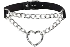 Eigso Pop Punk Collar Choker Vintage Retro Steampunk Dark Goth Style Heart Chains Necklace for Women