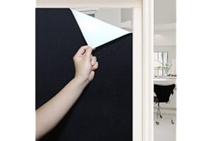 DIFIT Blackout Window Film Privacy Black Frosted Window Film Self Adhesive Blackout Film for Glass Windows Total Light Blocking No Glue Static Cling Blackout Film for Home (Black-White, 90 x 200cm)