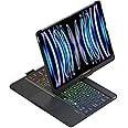 kaidisen 360° Rotatable Keyboard Compatible with iPad Pro 11 inch (M4, 2024) Keyboard Case with Touchpad and 7 Color Backlight Foldable Backlit 360 Rotating,Black